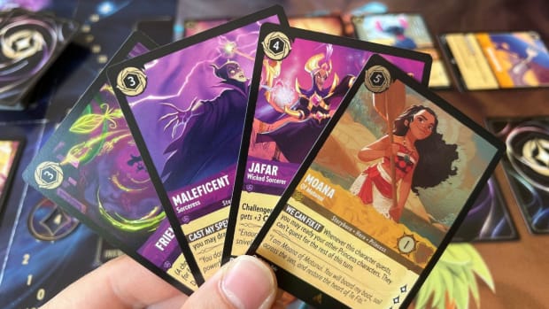 Maleficent, moana, jafar cards in Disney Lorcana